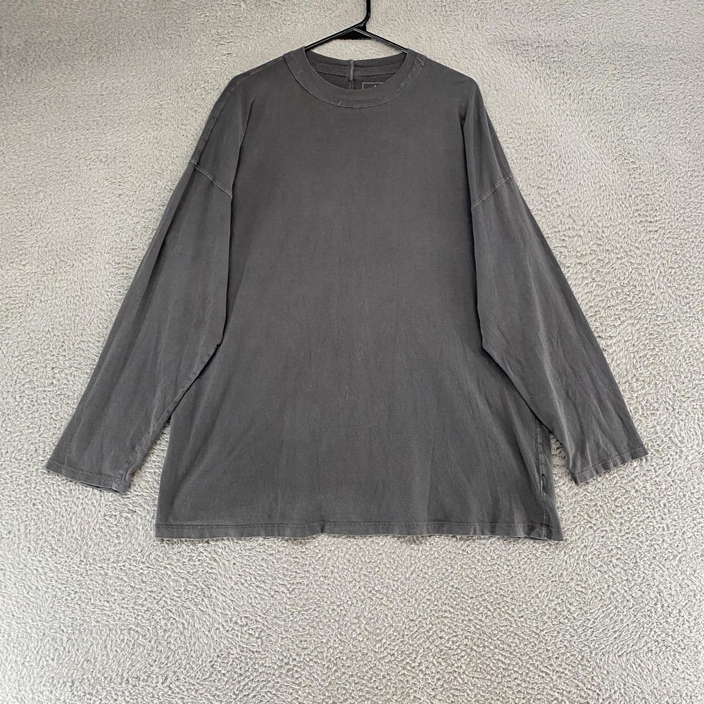 We The Free Oversized T-Shirt Womens Large Gray Long Sleeve Cotton Top